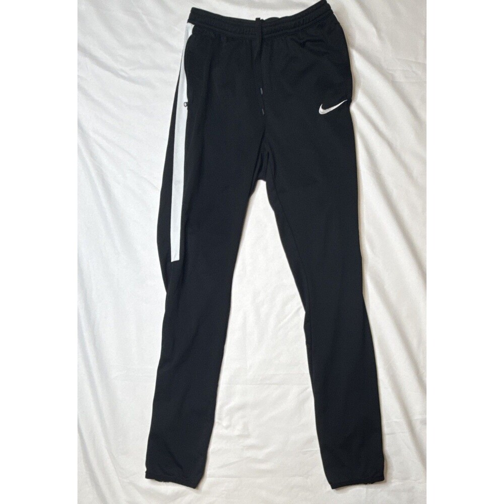 Nike Dri-FIT Women's Black/White Track Pants Sz S Drawstring Zip Pocket and legs